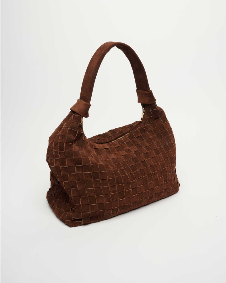 Núnoo Big Dandy Braided Suede Dark Brown w. Gold Large Dark brown