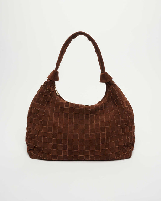 Núnoo Big Dandy Braided Suede Dark Brown w. Gold Large Dark brown