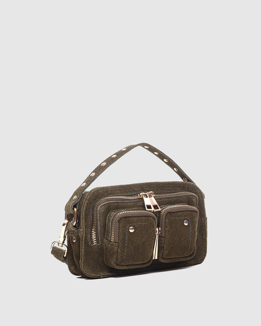 Núnoo Helena Suede Dark Olive w. Gold Small bag Dark Olive