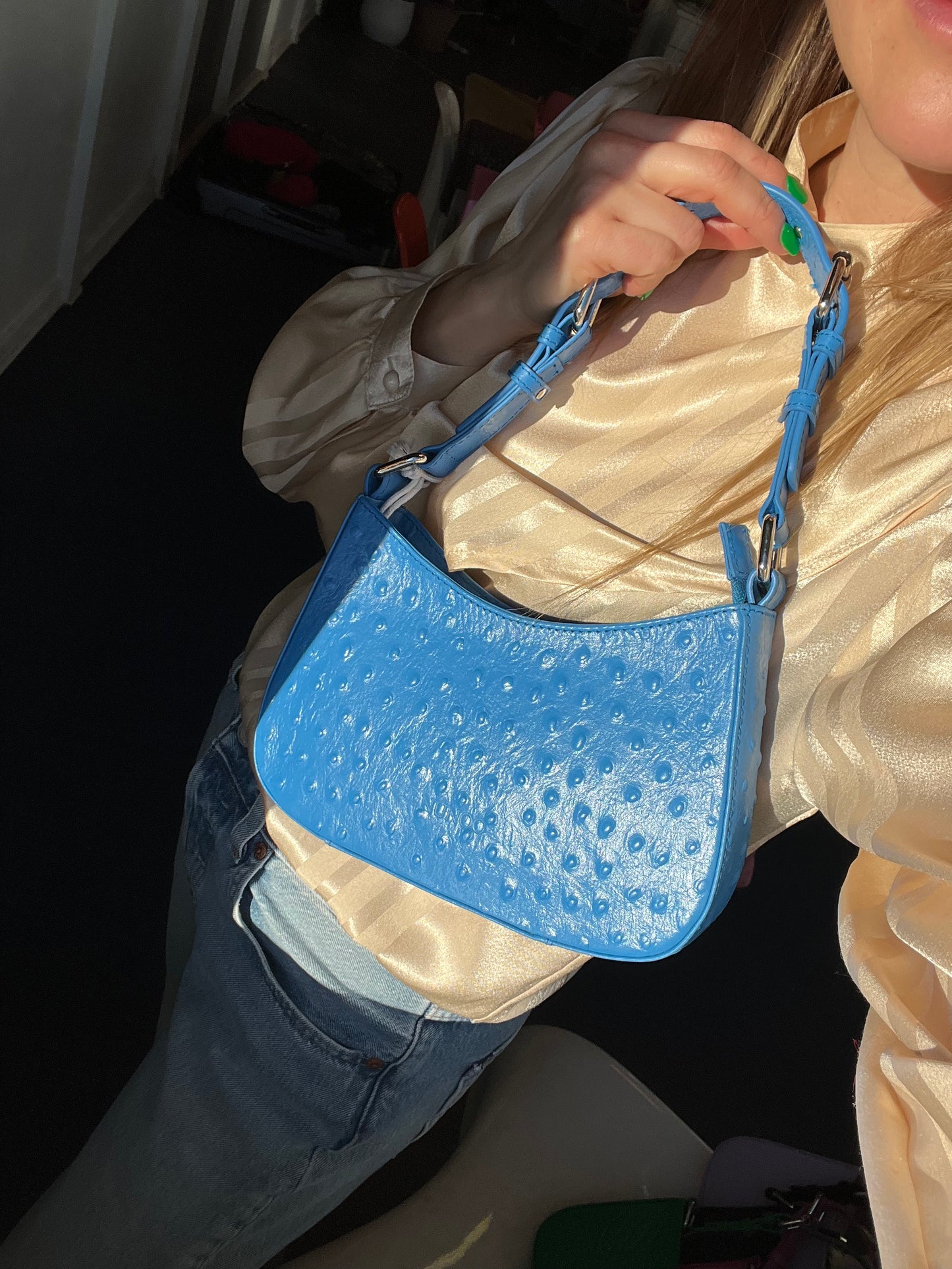 Núnoo Juno Ostrich Blue Medium