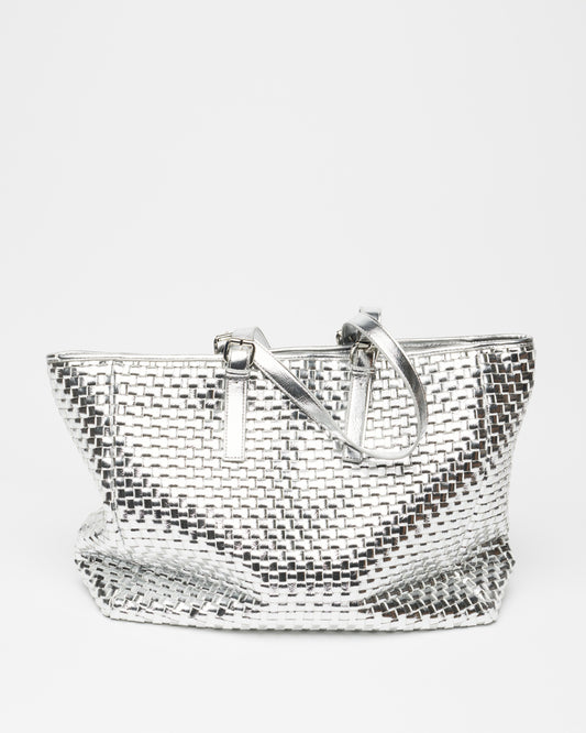 Núnoo Maxi Shopper Braided Recycled Cool Silver Maxi Silver