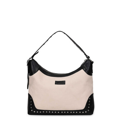 Rio Rivet Canvas Leather Off White