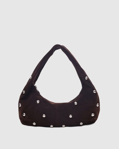 Small Alma Rivet Suede Chocolate