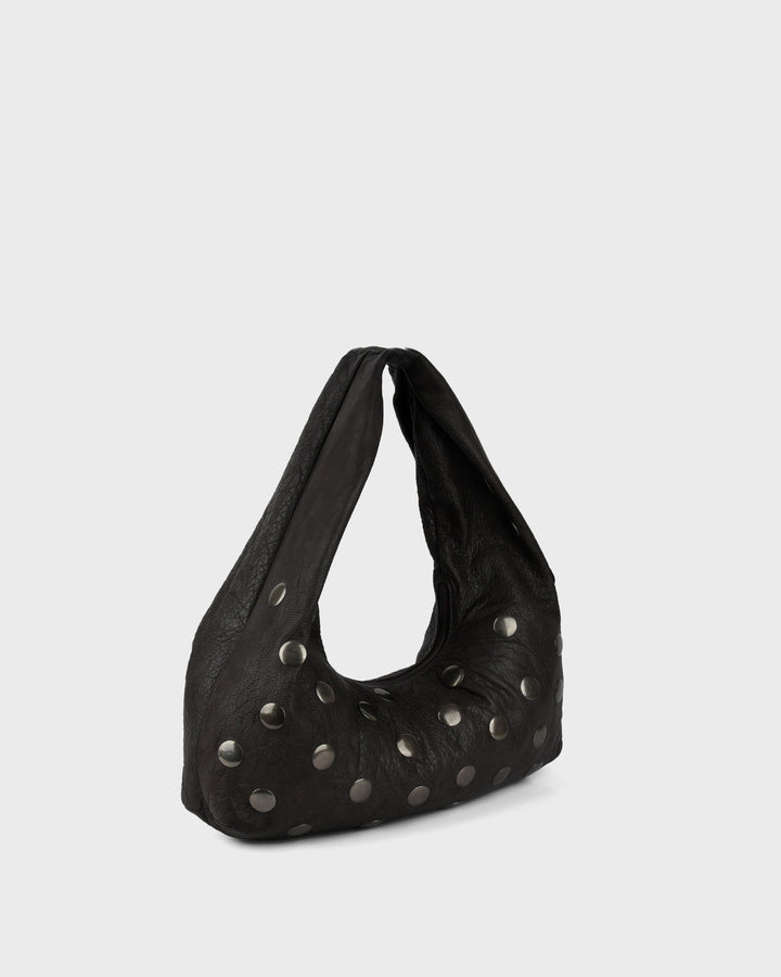 Núnoo Small Alma Rivet Washed Chocolate w. Antique Silver Large Chocolate