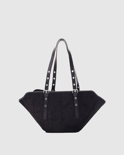Small Nora Scale Suede Black