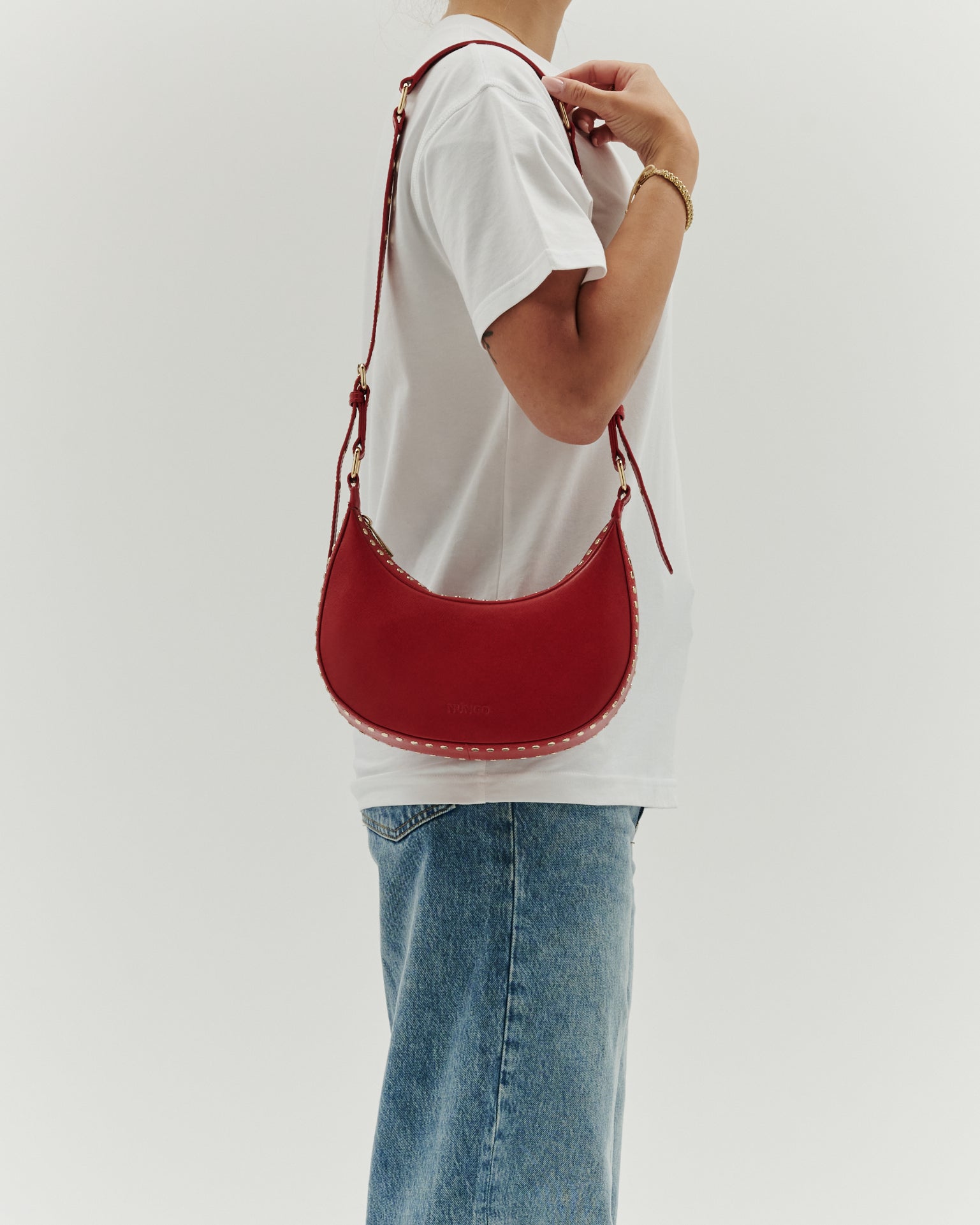 Núnoo Annabel Rivet Florence Bright Red w. Gold Small bag Bright Red