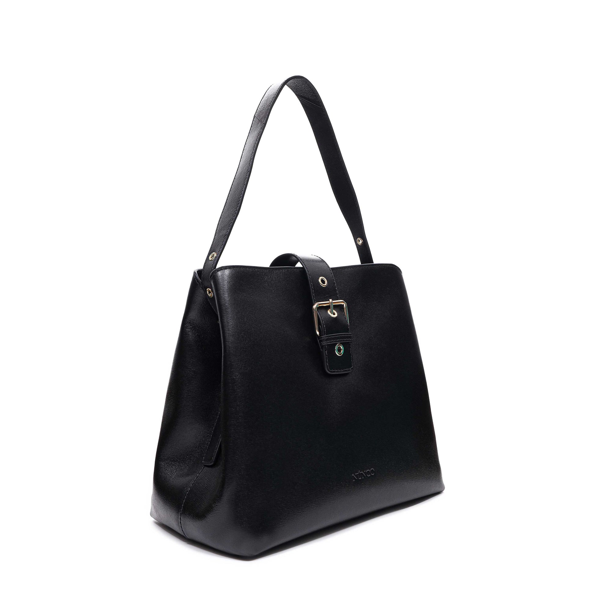 Núnoo Chiara Buckle Florence Black w. Gold Shoulder bags Black