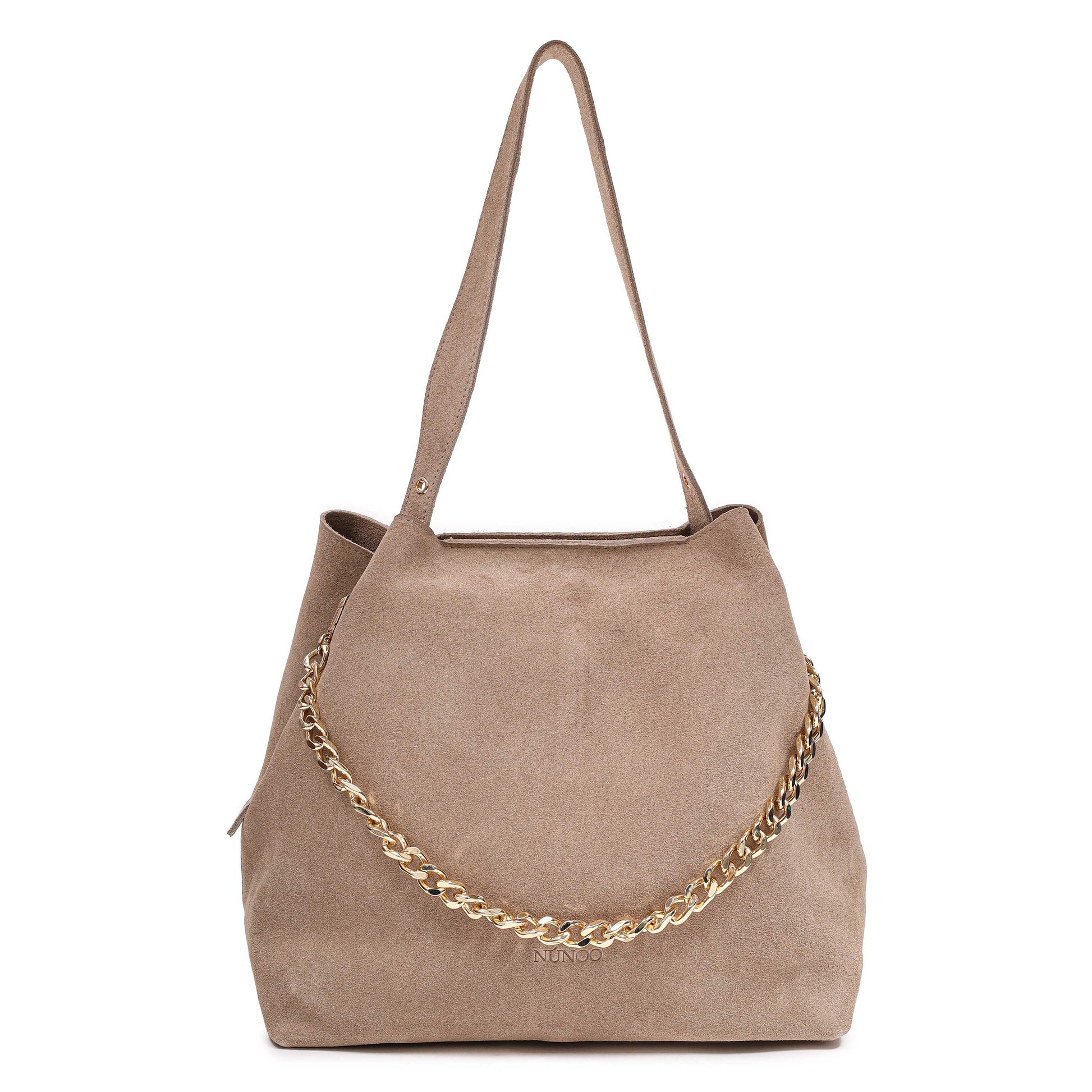 Núnoo Chiara Suede Beige w. Gold Shoulder bags Beige