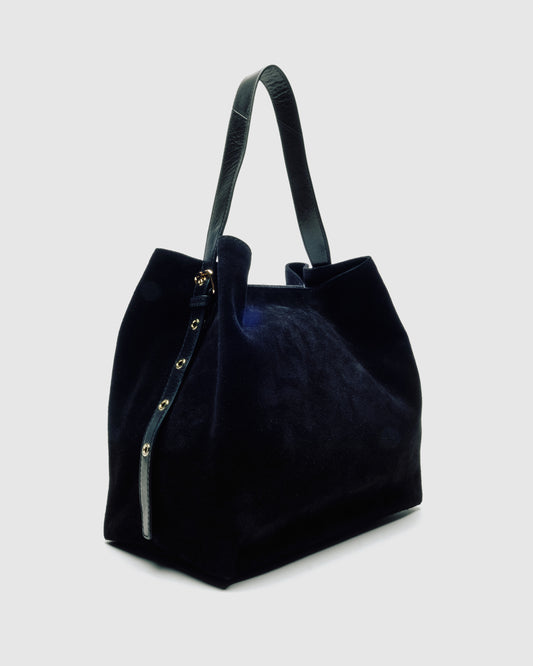 Núnoo Chiara Suede Black w. Gold Large