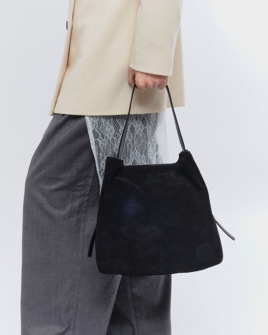 Núnoo Chiara Suede Black w. Gold Large