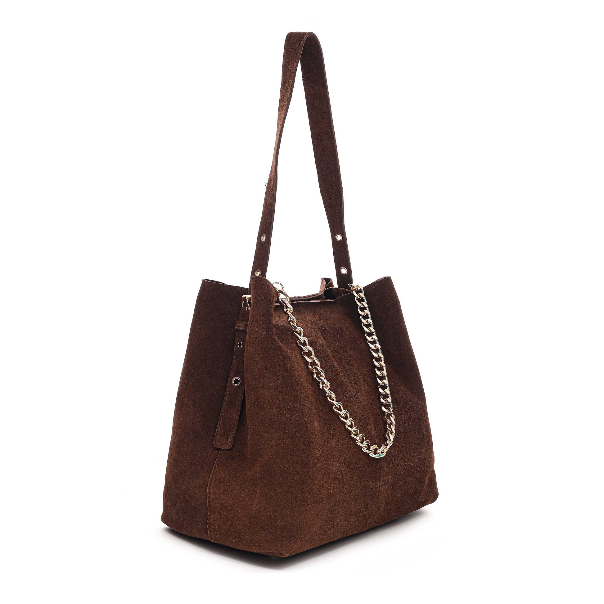 Núnoo Chiara Suede Brown w. Gold Shoulder bags Brown