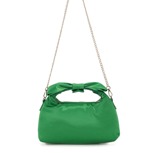Núnoo Dandy Bow Recycled Satin Green w. Gold Small bag Green