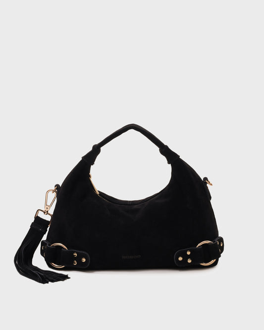 Núnoo Dandy Fringe Suede Black w. Gold Medium Black