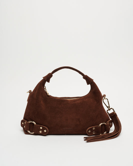 Núnoo Dandy Fringe Suede Dark Brown w. Gold Medium Dark brown