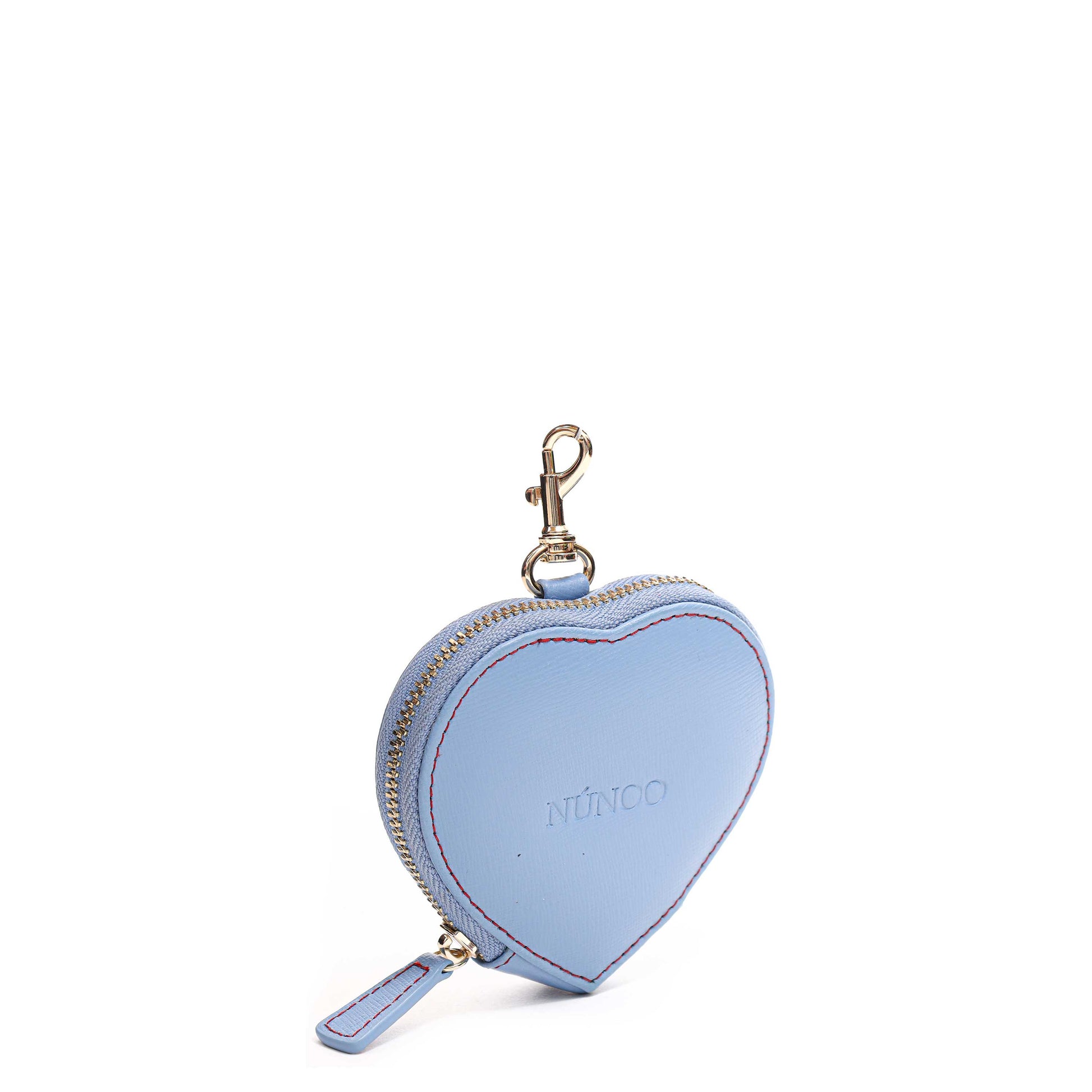 Núnoo Heart Coin Pocket Florence Sea Red Stich w. Gold Wallet Light blue