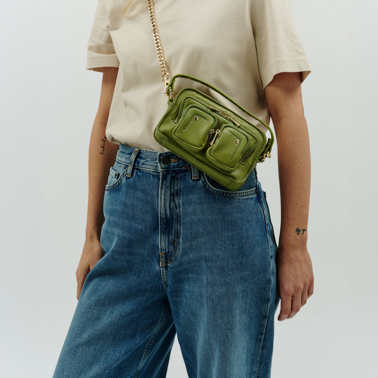 Núnoo Helena Cozy Green w. Gold Shoulder bags Green