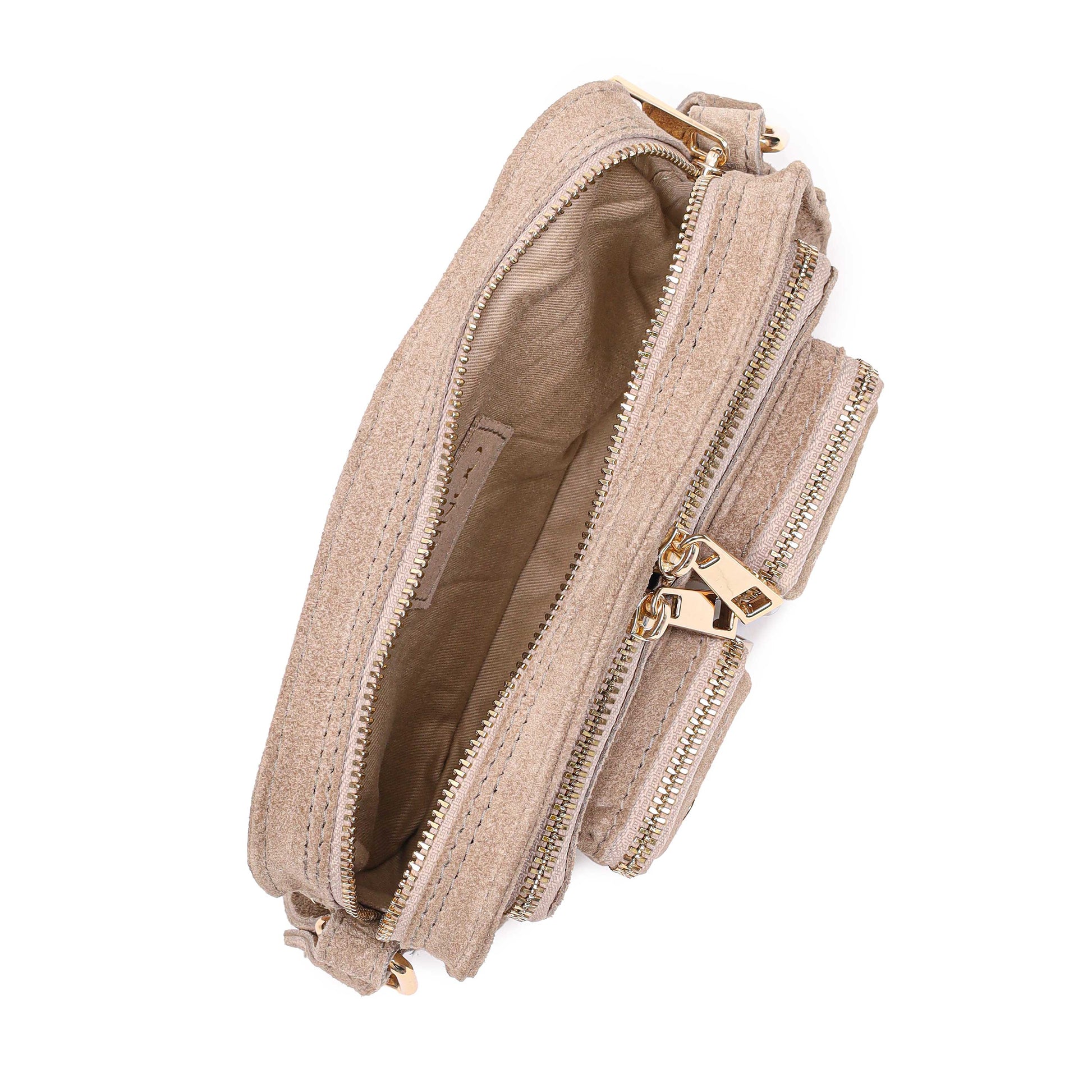 Núnoo Helena Suede Beige w. Gold Small bag Beige