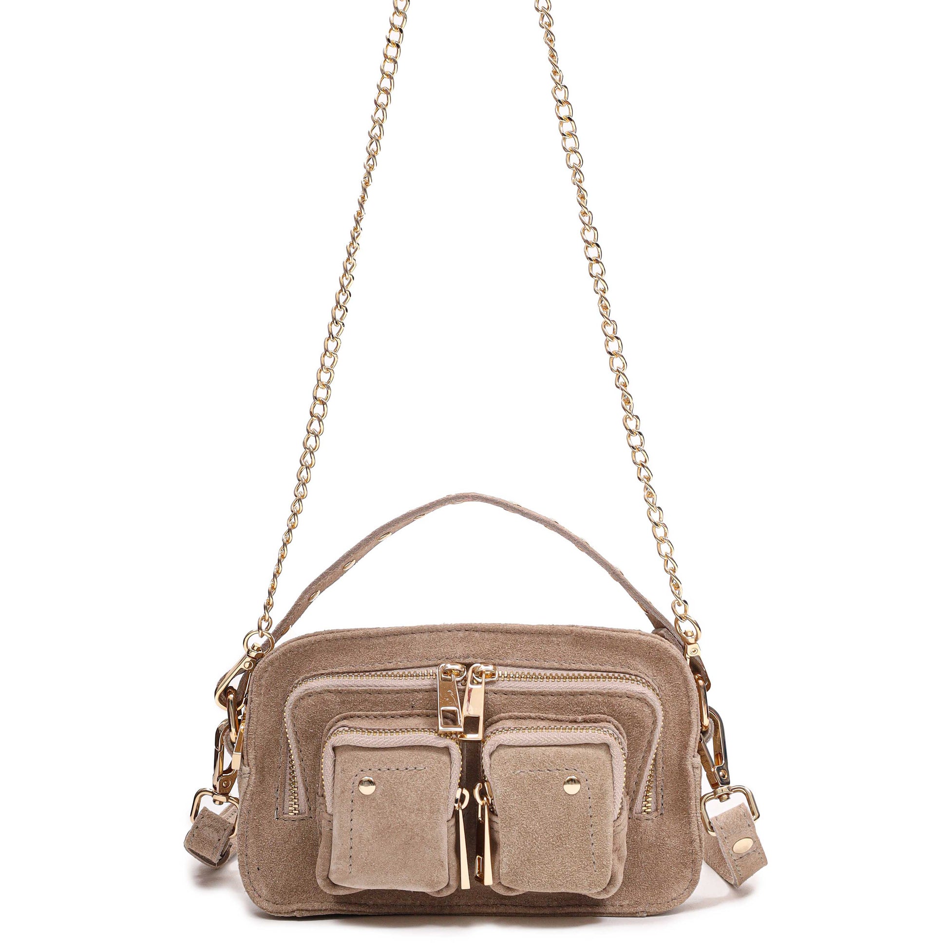 Núnoo Helena Suede Beige w. Gold Small bag Beige