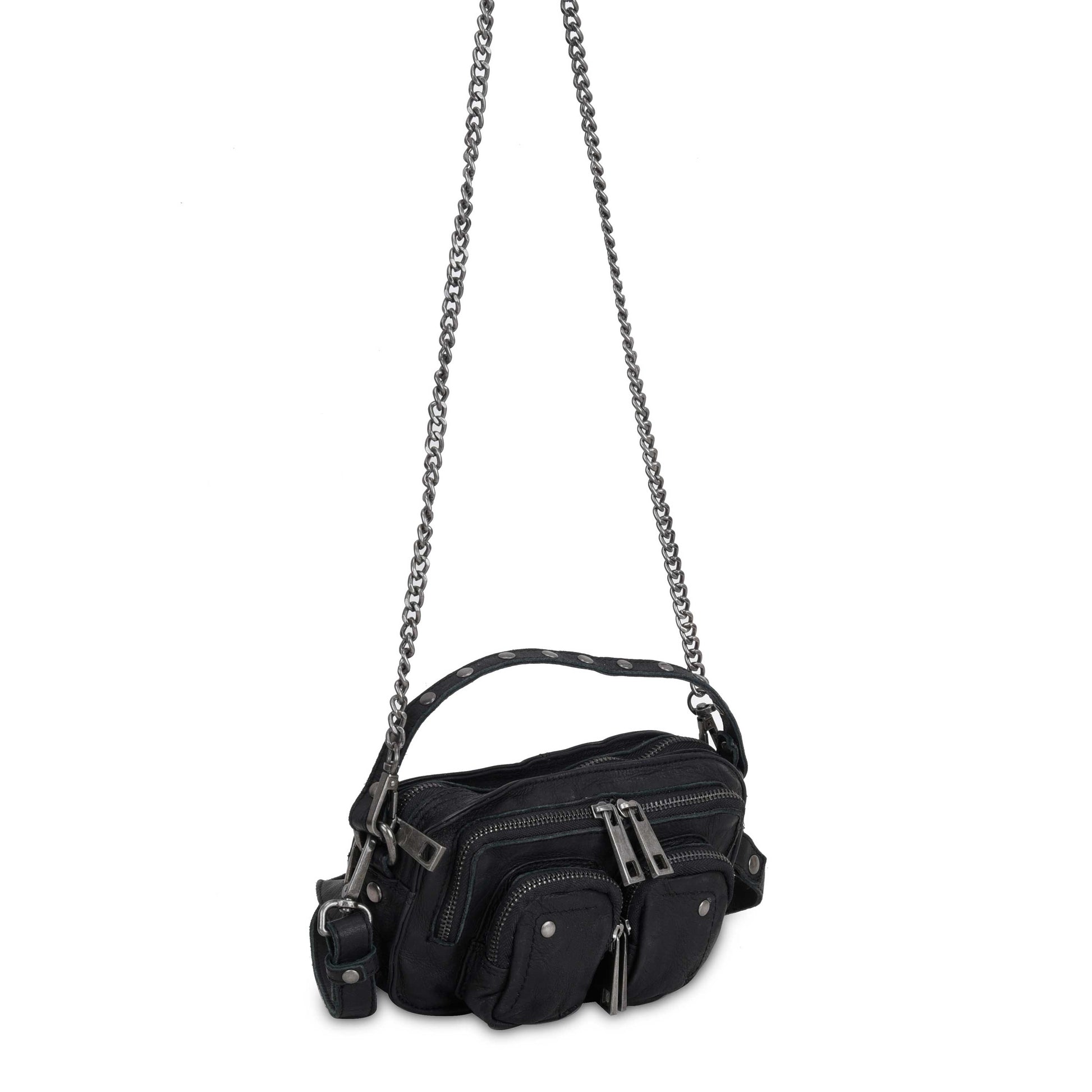 Núnoo Helena Washed Black w. Antique Silver Small bag Black