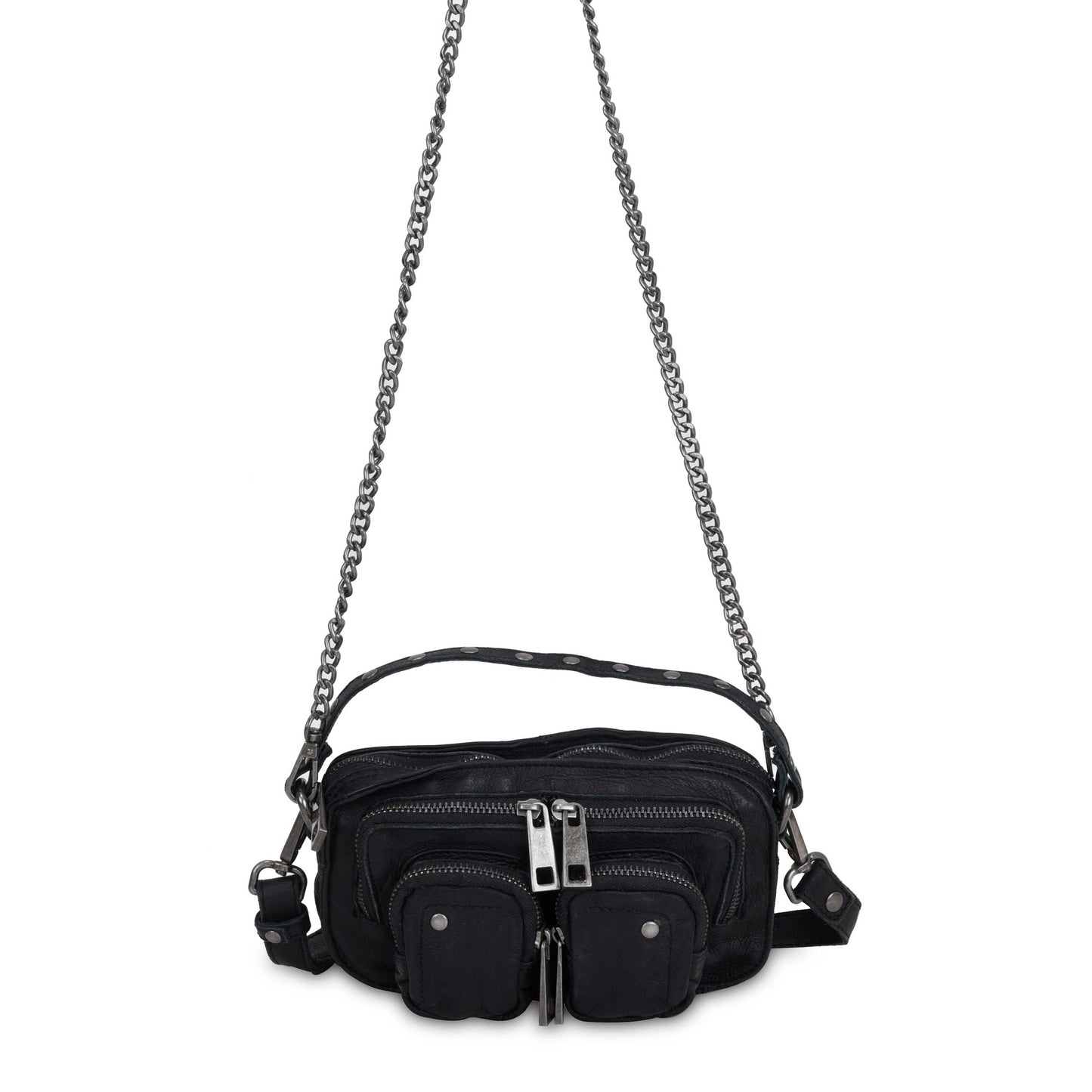 Núnoo Helena Washed Black w. Antique Silver Small bag Black