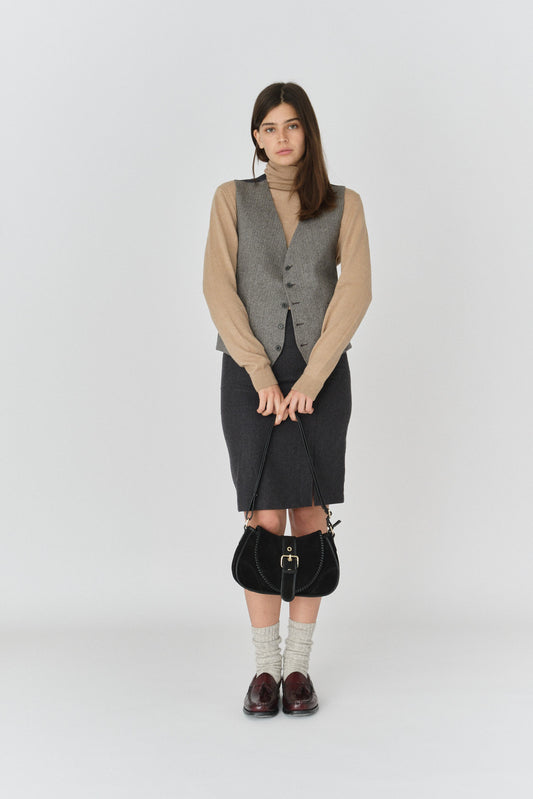 Núnoo Maria Stitch Suede Black w. Gold Medium Black