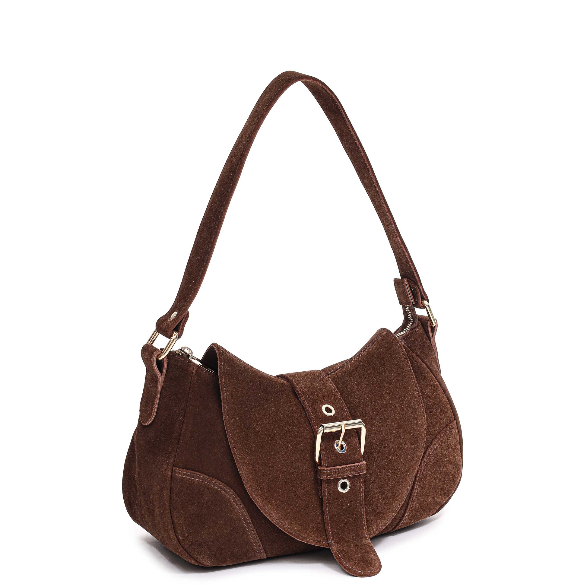 Núnoo Maria Suede Brown w. Gold Shoulder bags Brown