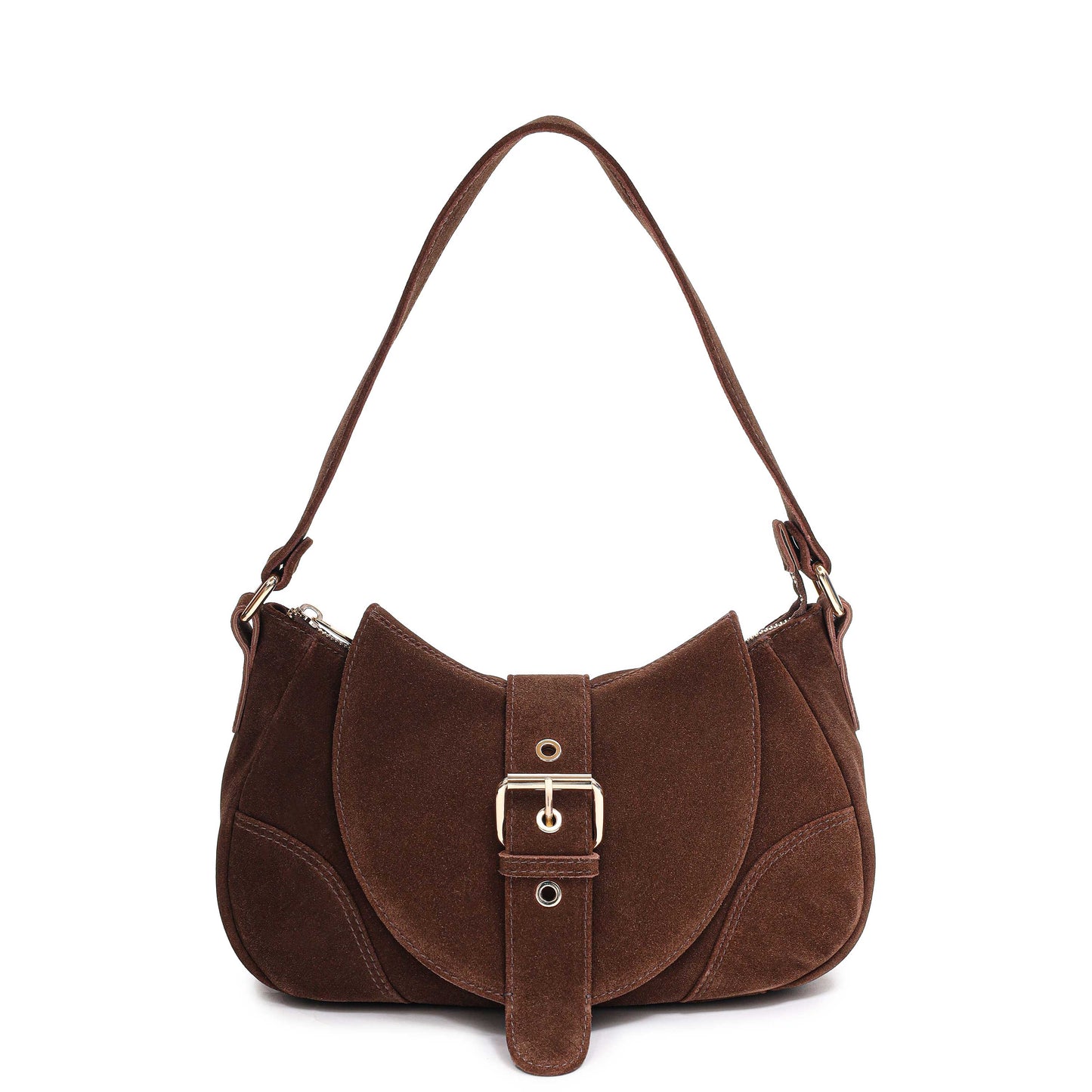 Núnoo Maria Suede Brown w. Gold Shoulder bags Brown