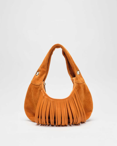 Mini Gabi Suede Fringe Orange w. Gold