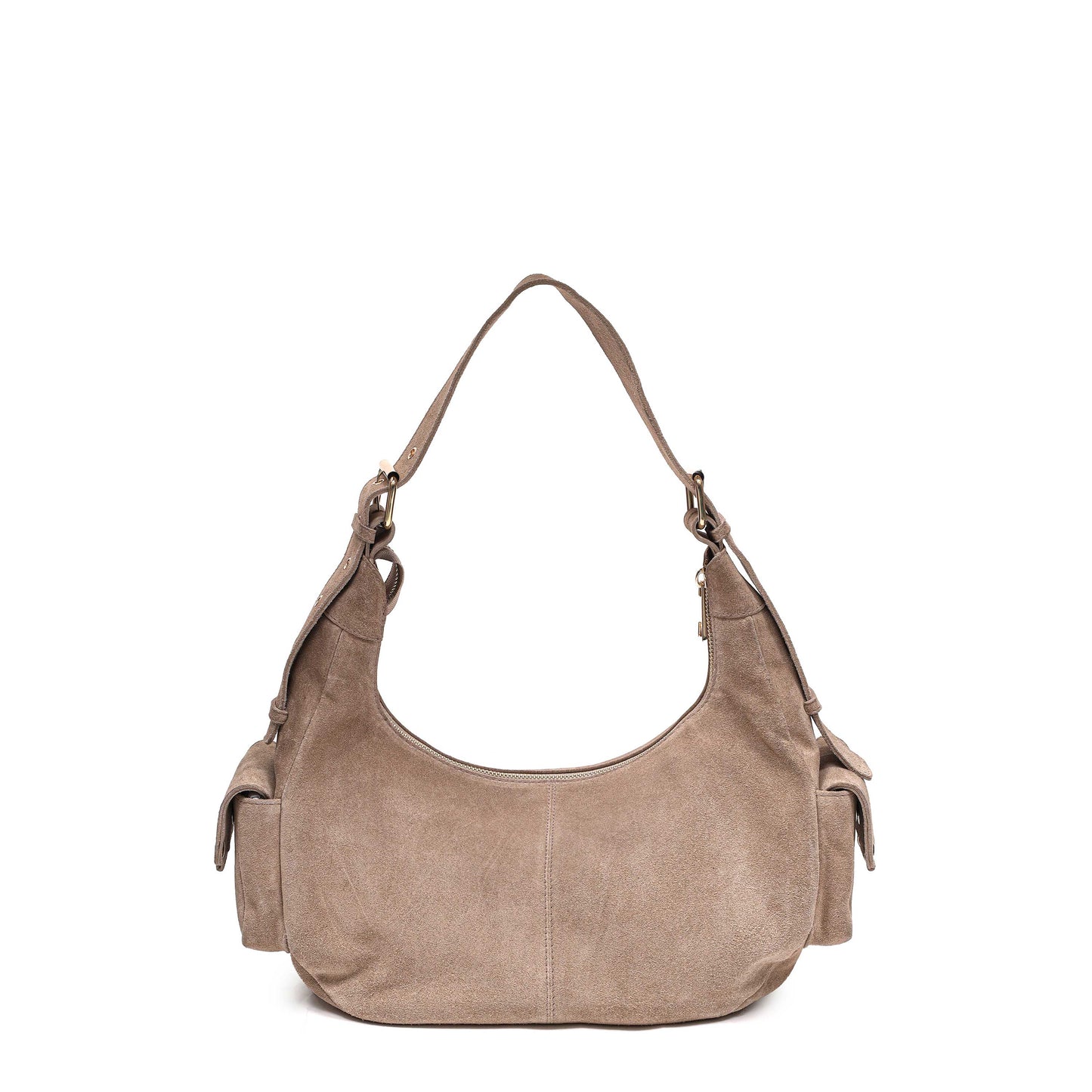 Núnoo Sally Buckle Suede Beige w. Gold Shoulder bags Beige