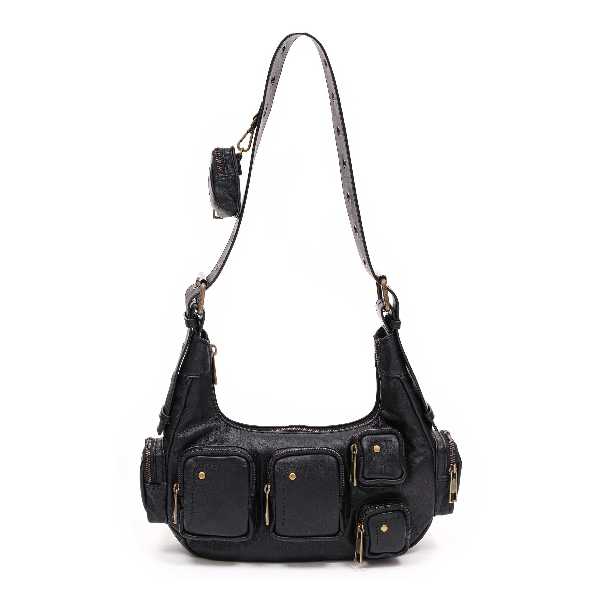 Núnoo Sally Small Pocket Sheep Black w. gold Shoulder bags Black