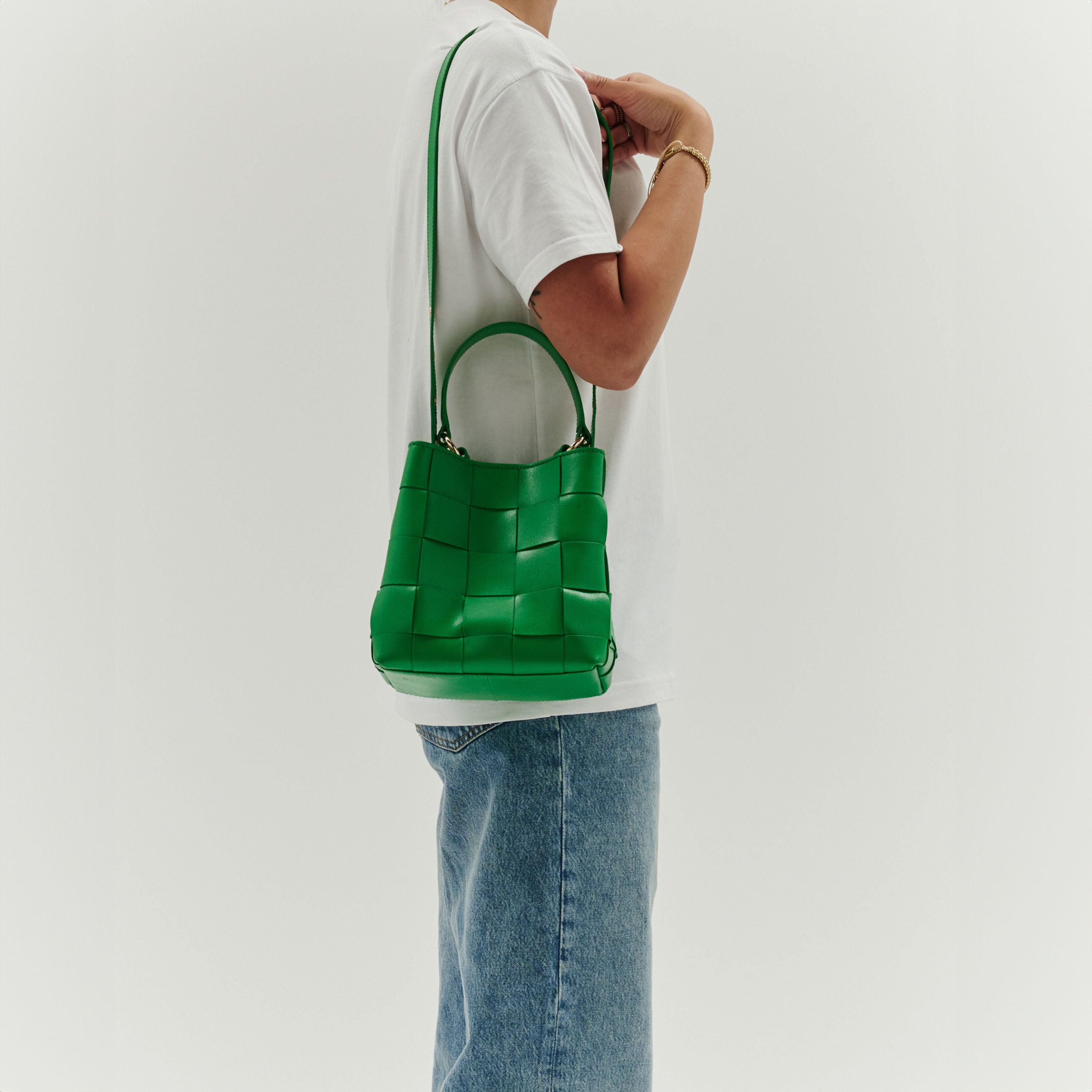 Small green and popular gold bag