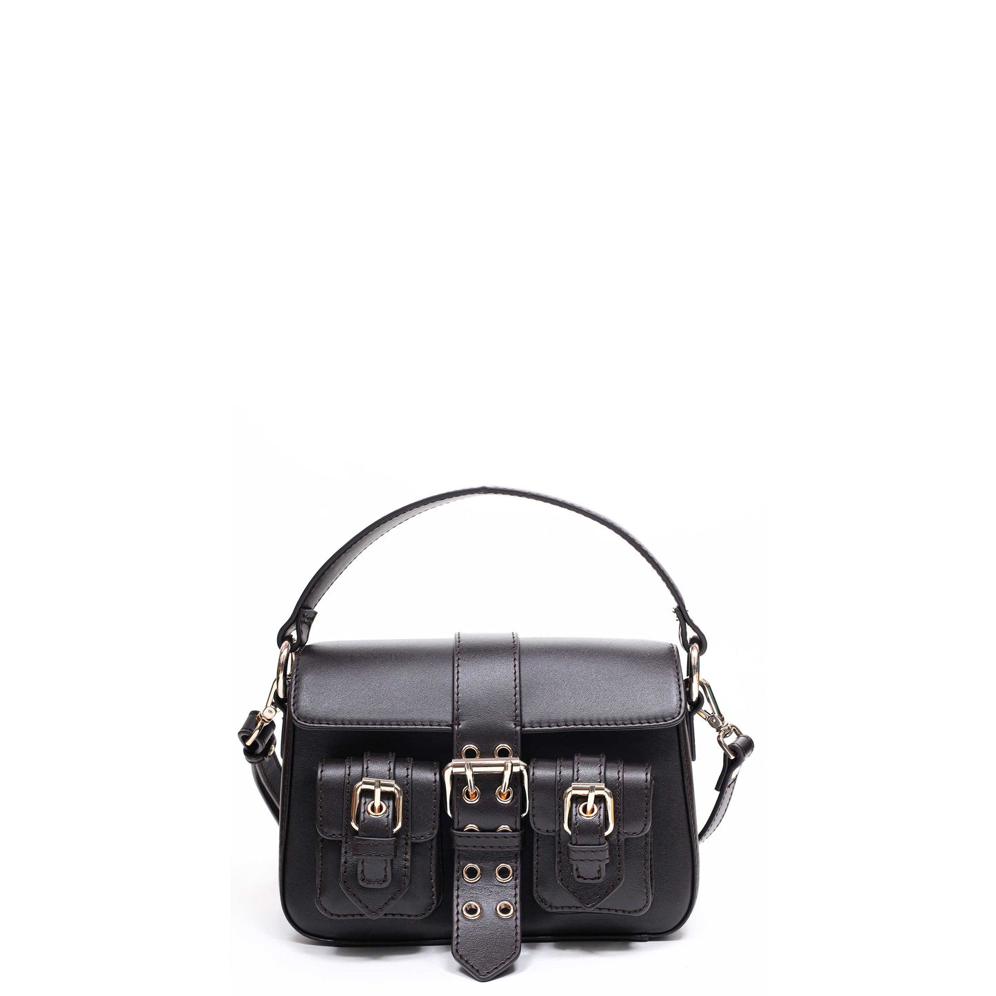 Núnoo Small Honey Buckle Italian Leather Dark Brown w. Gold Shoulder bags Dark brown