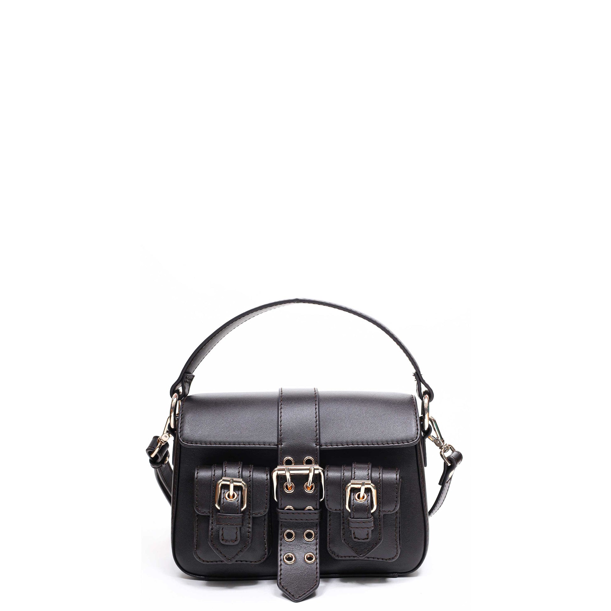 Núnoo Small Honey Buckle Italian Leather Dark Brown w. Gold Shoulder bags Dark brown