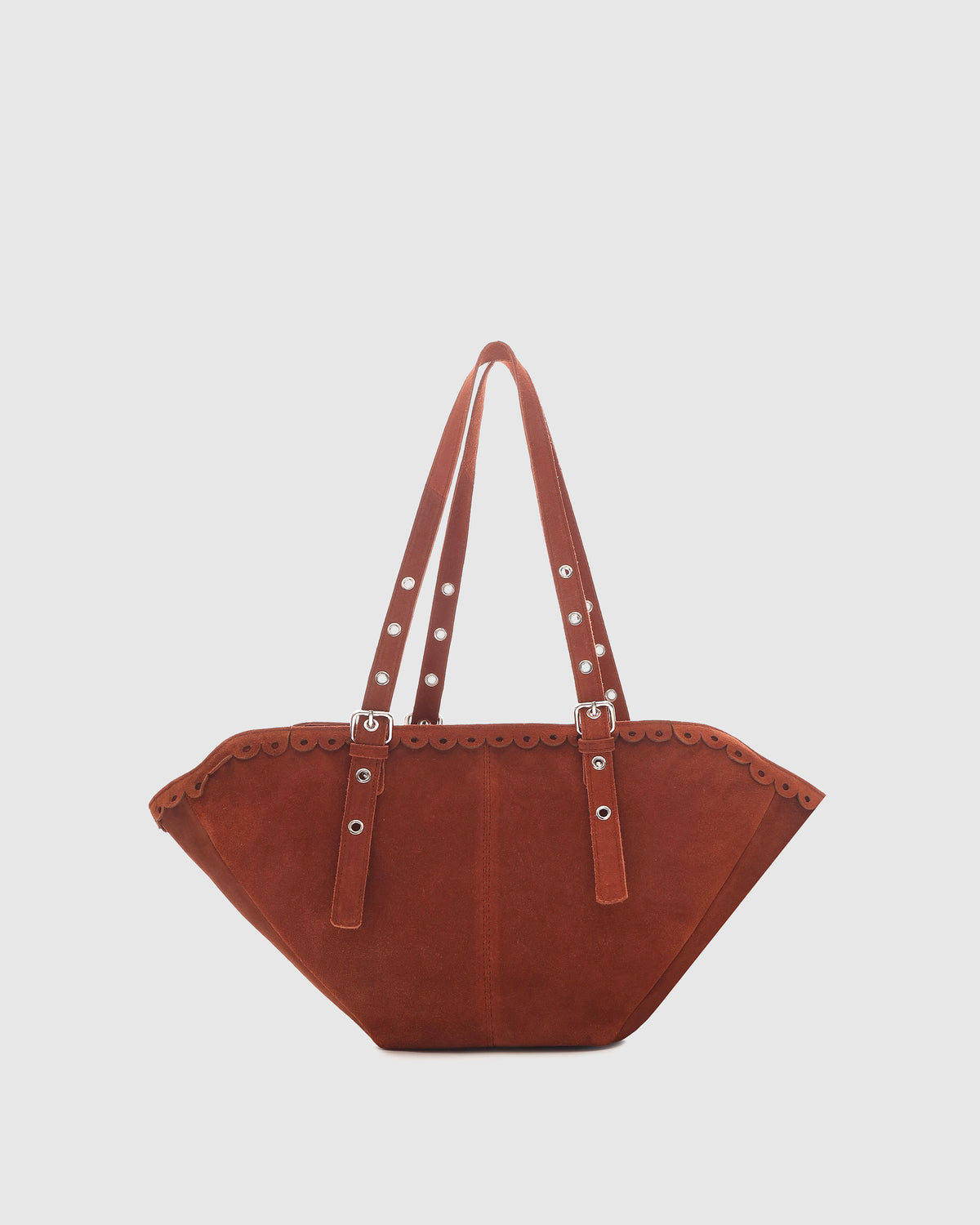 Núnoo Small Nora Scallop Suede Redwood Large Redwood