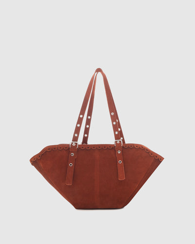 Small Nora Scallop Suede Redwood