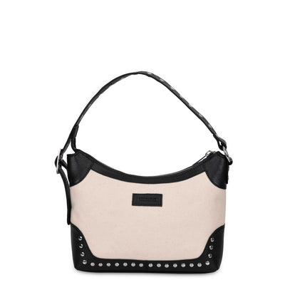 Small Rio Rivet Canvas Leather Off White